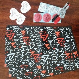 40 Piece Shipping Bundle Polymailers Cards Stickers Red Black Hearts